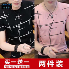 古萊登（GODLIKE） 短袖 男士T恤 亂條黑+亂條粉 
