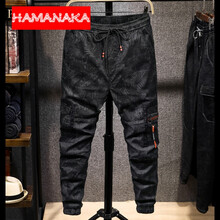 hamanaka 闊腿褲 青春休閑，中國風(fēng) 男士牛仔褲