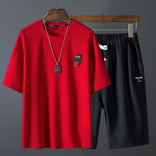 席爾巴斯 短袖 男士T恤 紅衣黑褲 