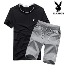 花花公子（PLAYBOY PHYSICAL） 短袖 男士T恤 SSMTTXTZ1826黑色加灰色 