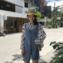 圖珞（TULUO） 自然腰 背帶褲 女 短褲 牛仔褲