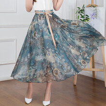 復古印花半身裙，打造浪漫女人味