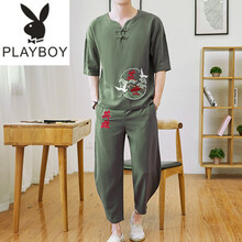 花花公子（PLAYBOY ESTABLISHED 1953） 短袖 男士T恤 M13綠色 