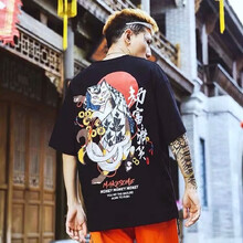 凌登（LingDeng） 短袖 男士T恤 劫富濟貧黑色 
