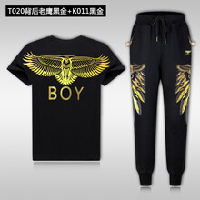 PW&BOY 短袖 男士T恤 T020背后老鷹黑金+K011黑金 