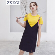 ZXEGI 純色 口袋 連衣裙
