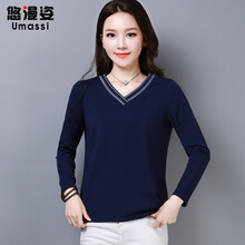 悠漫姿（umassi） 繡花 短袖 T恤 女 V領(lǐng)