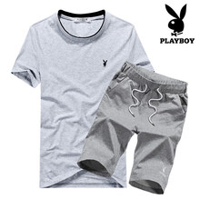 花花公子（PLAYBOY PHYSICAL） 短袖 男士T恤 SSMTTXTZ1826灰色加灰色 