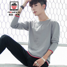 AEMAPE 長袖 男士T恤 灰色 XL，L，XXL，M，XXXL，加大