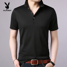 花花公子（PLAYBOY ESTABLISHED 1953） 短袖 男士T恤 黑色(38196) 