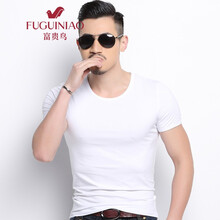 富貴鳥(niǎo)（FUGUINIAO） 短袖 男士T恤 圓領(lǐng)白色 