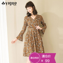 亦谷（YIGUE） 碎花 褶皺 連衣裙