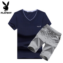 花花公子（PLAYBOY） 短袖 男士T恤 1828藍(lán)灰 