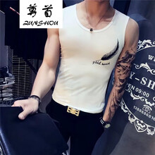 尊首（ZUNSHOU） 短袖 男士T恤 羽毛背心白色 