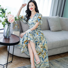 時(shí)尚印花長(cháng)裙，讓你變身性感女神