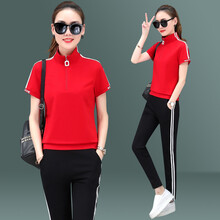 沐瀅 口袋 短袖 T恤 女 立領(lǐng)