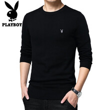 花花公子（PLAYBOY） 長(zhǎng)袖 男士T恤 818黑色 XL，L，XXL，XXXL，M