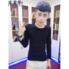 古萊登（GODLIKE） 長(zhǎng)袖 男士T恤 圓領(lǐng)純黑色 
