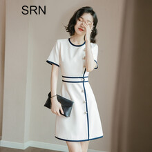 SRN 純色 拉鏈，立體裝飾 連衣裙