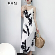 SRN 純色 深V款，撞色，露背，綁帶，印花 連衣裙