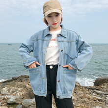 deciuhlae POLO領(lǐng) 長(zhǎng)袖 女 短外套 口袋，做舊，紐扣