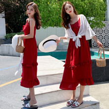 諾夏圣 純色 荷葉邊 連衣裙