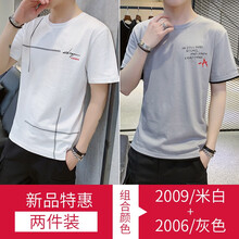 A318 短袖 男士T恤 2009米白+2006灰色 