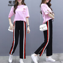 暖澀（nuanse） 開(kāi)衩，撞色，抽繩，綁帶，拼色，立體裁剪，貼布 短袖 T恤 女 圓領(lǐng)