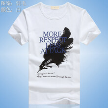 XBLGX 短袖 男士T恤 羽毛 白色 