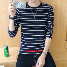 古萊登（GODLIKE） 長(cháng)袖 男士T恤 條紋長(cháng)袖黑色 