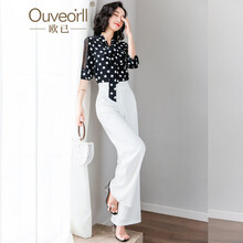 歐已（OUVEO'RLL） 高腰 闊腿褲 女 長(cháng)褲 休閑褲