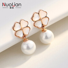 諾戀（nuolian）耳釘925銀，S925銀鑲嵌貝殼珠