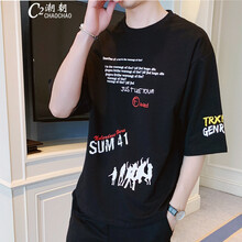 C2潮朝（C2CHAO CHAO） 七分袖 男士T恤 黑色（七分袖上衣） 