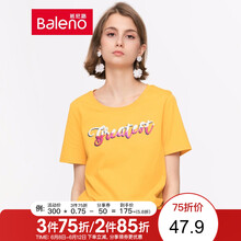 班尼路（Baleno） 亮片，刺繡 短袖 T恤 女 圓領(lǐng)