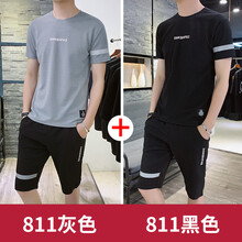樂(lè )希源 短袖 男士T恤 【兩套裝】881灰色+881黑色 