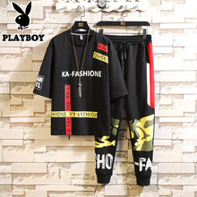 花花公子（PLAYBOY） 短袖 男士T恤 D635黑色 