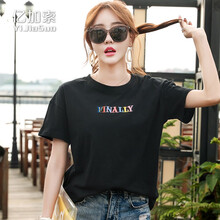 億加索 刺繡 短袖 T恤 女 圓領(lǐng)