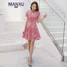 曼蓄（MANXU） 條紋 條紋，拼接，立體裝飾 連衣裙