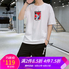花花公子（PLAYBOY） 短袖 男士T恤 58002黑色 