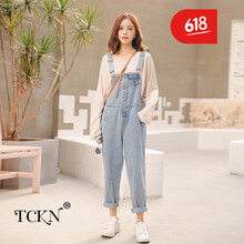TCKN  背帶褲 女  牛仔褲