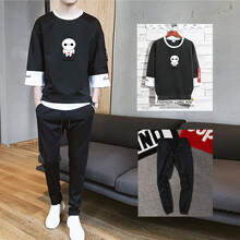 KIMEL DESIGN STUDIO 七分袖 男士T恤 829大白  (黑色一套) 