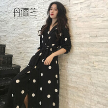 丹德蘭（Dandelan） 圓點(diǎn) 綁帶 連衣裙