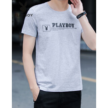 花花公子（PLAYBOY） 長袖 男士T恤 淺灰色H36091 