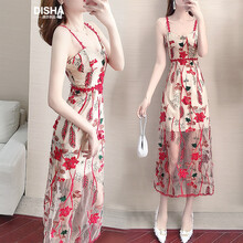 迪莎衣品（DISHAYIPIN） 碎花 繡花，露背，鏤空，紗網(wǎng)，蕾絲 連衣裙