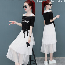 歌胭（GEYAN） 純色，字母 口袋，條紋，拼接，開衩，綁帶 連衣裙