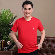 晟易升 短袖 男士T恤 圓領(lǐng) 紅色 