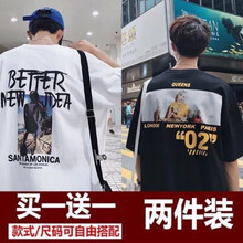 凌登（LingDeng） 短袖 男士T恤 T01白色+02黑色 