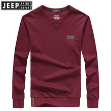 Jeep 長(zhǎng)袖 男士T恤 酒紅色 