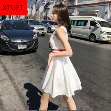 XTUFT 純色 荷葉邊，拼接，拉鏈 連衣裙