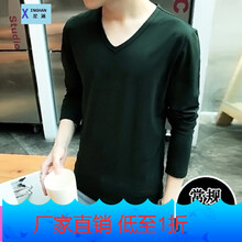 星涵（XINGHAN） 長袖 男士T恤 墨綠色V領常規(guī)薄款 